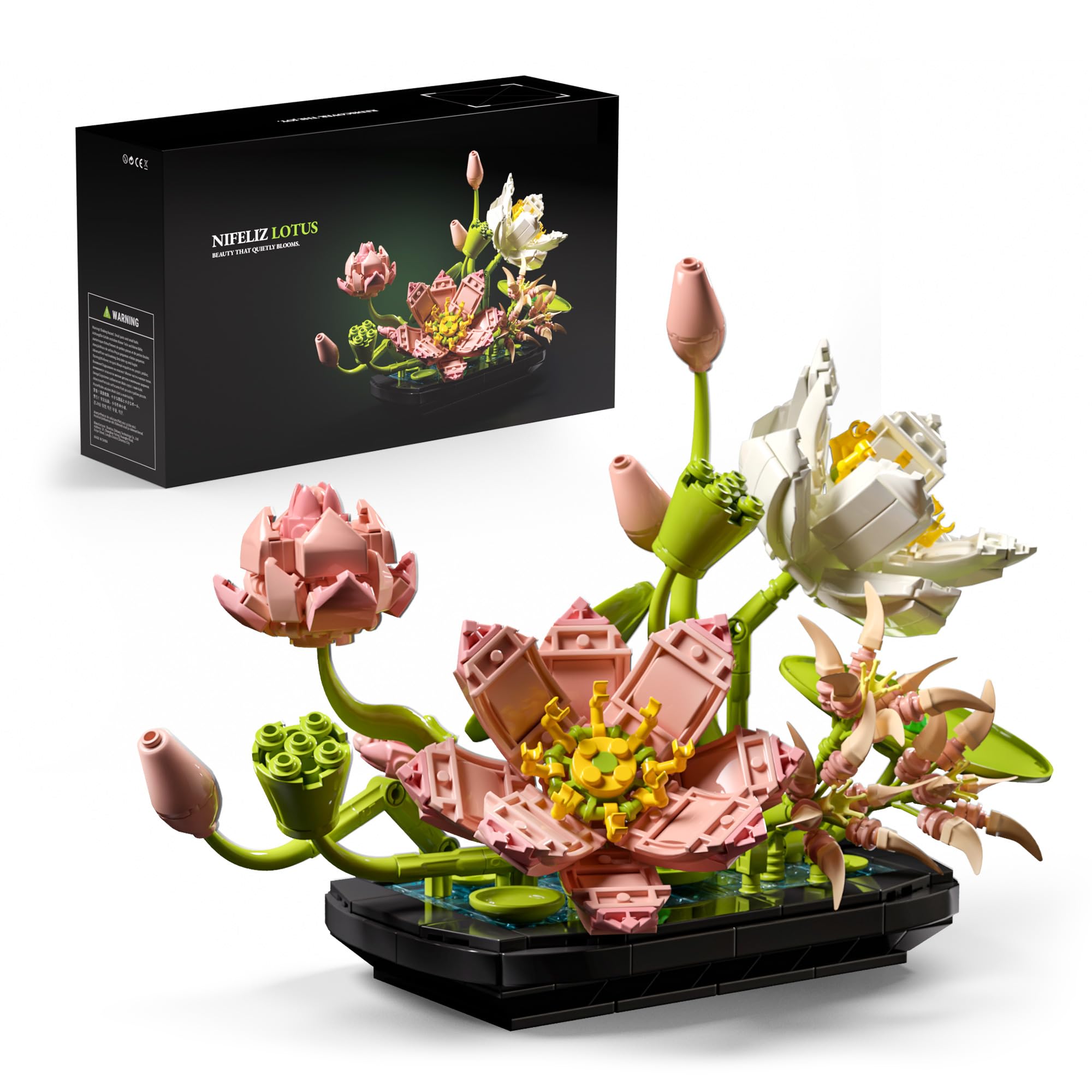 Nifeliz Lotus Flower Building Set for Adults, Botanical Decoration
